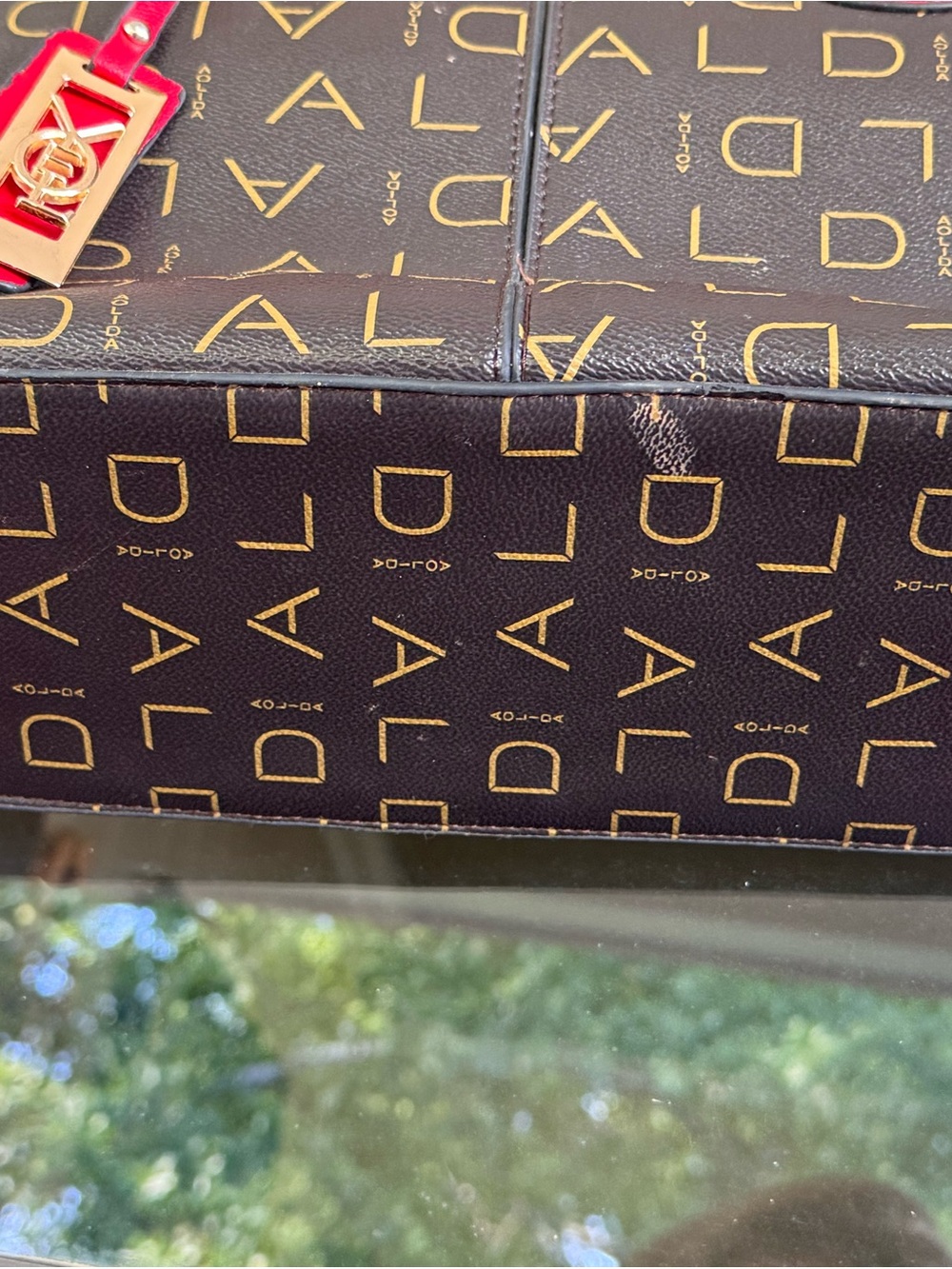Aldo Brown Logo Satchel with Red Trim - Picture 4 of 7